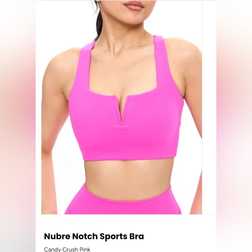 BuffBunny Nubre Notch Sports Bra In Candy Crush Pink- Size M